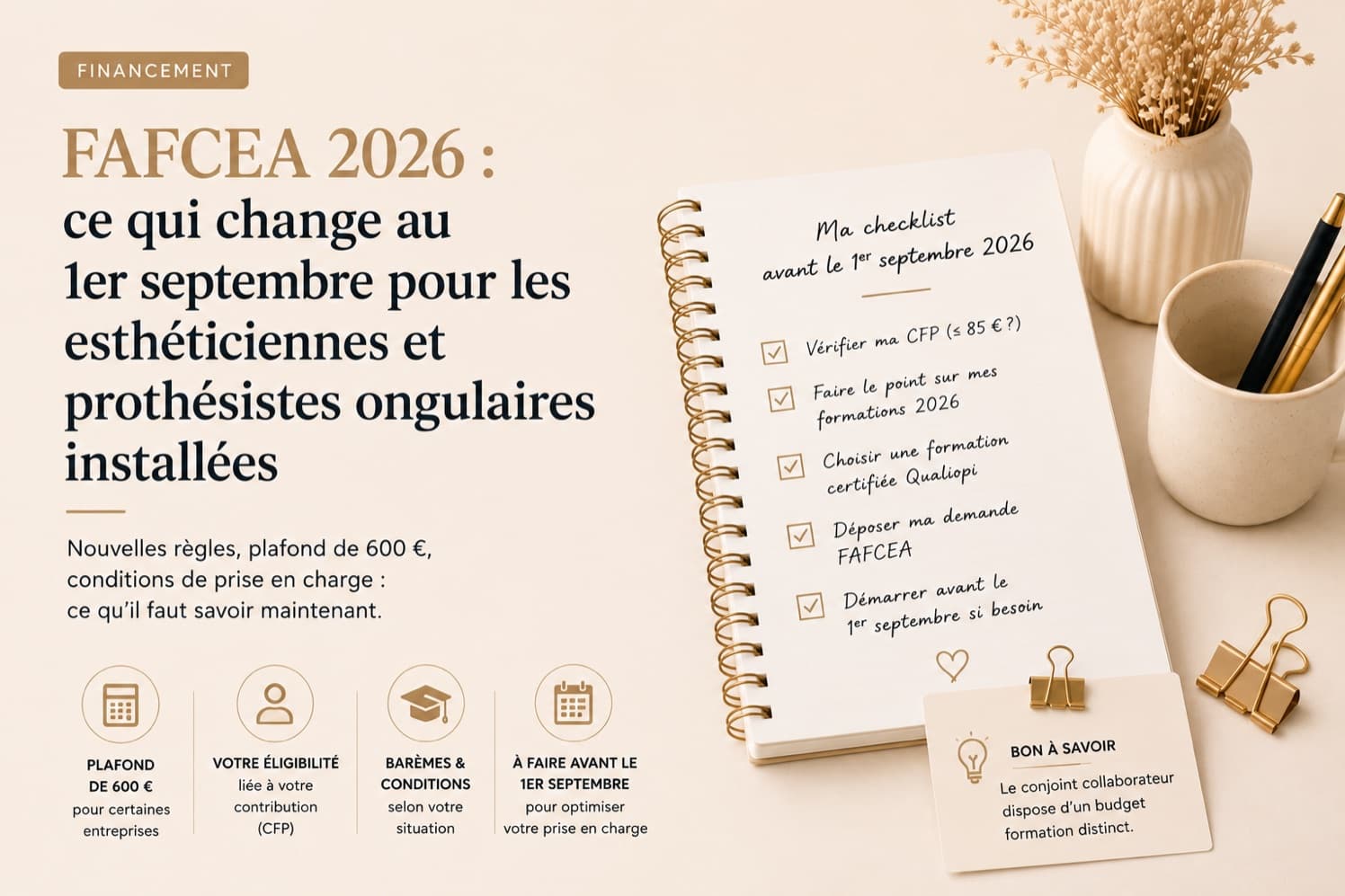 FAFCEA 2026 : ce qui change au 1er septembre pour les esthéticiennes et prothésistes ongulaires installées